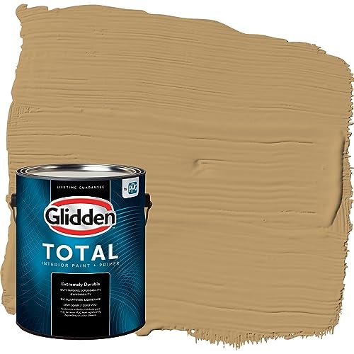 Glidden Total Interior Wall Paint & Primer All-in-One, Golden Granola/Yellow, Flat, 1 Gallon - color: Golden Granola, size: 128 Fl Oz (Pack of 1)