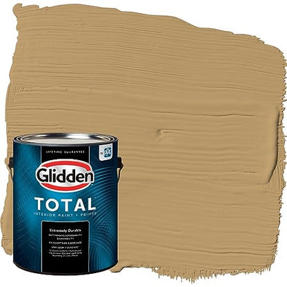 Glidden Total Interior Wall Paint & Primer All-in-One, Golden Granola/Yellow, Flat, 1 Gallon - color: Golden Granola, size: 128 Fl Oz (Pack of 1)