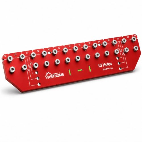 VASTHOME 13 Holes Shelf Pin Jig - 1/4" (6mm) & 5mm Shelf Holes Drilling Jig - size: 13 Holes