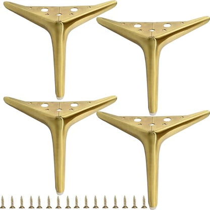 6 inch/15cm Brushed Gold Metal Furniture Legs Set of 4 - color: Brushed Gold, size: 6 inch