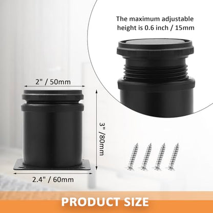 3 Inch Adjustable Furniture Legs, Set of 4, 50x80mm - size: 3 Inch / 80mm