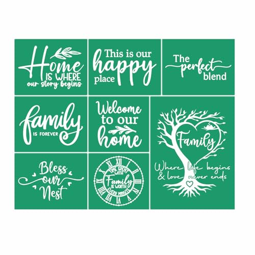 JAJADO Farmhouse Family Silk Screen Stencils Reusable Adhesive Stencil Family Sentiments Welcome Farmhouse Burning Stencils for Painting On Wood Sign Canvas Fabric, Art Craft Paint Stencil 8.5x11“ - color: 1pc Happy Place 8.5x11 inch
