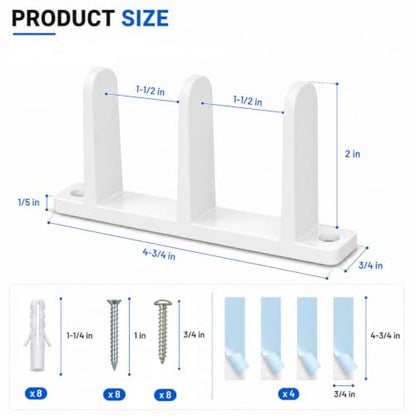 4 Pack Sliding Closet Door Floor Guide, Universal ABS Bypass Closet Door Bottom Guide for 1-3/8" Doors, Replacement Kit with Screws and Adhesive Pads, White