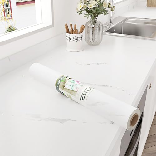 Matte White Marble Contact Paper Peel and Stick Countertops Waterproof Marble Wallpaper Self Adhesive Removable Kitchen Counter Contact Paper for Cabinets Shelf Liner Camper Tables 17.7"x120" - size: 17.7" x 120"