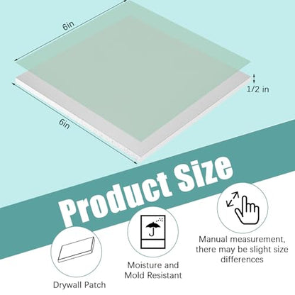 Amylove 2 Pcs 6"x6"x1/2" Drywall Repair Panel for Mend Wall, Green - color: Green, size: 6 x 6 x 1/2 Inch