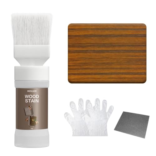 Wood Stain and Sealer, Built‑in Brush, Teak, 5.29 Fl Oz - color: Teak, size: 1 Pack