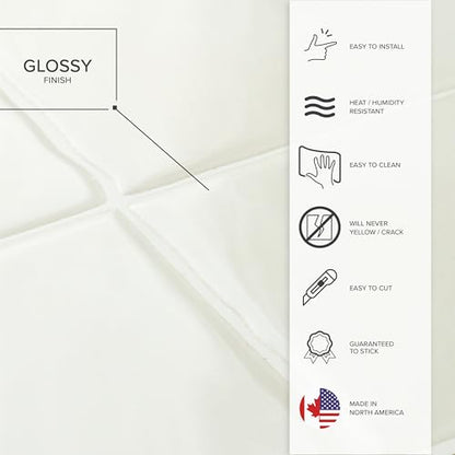 Smart Tiles Peel and stick backsplash, Zellige Chalk White, 9"x9" - color: Chalk White