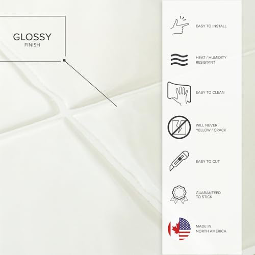 Smart Tiles Peel and stick backsplash, Zellige Chalk White, 9"x9" - color: Chalk White