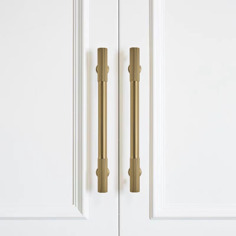 10-Pack 3-3/4 Inch Hole Center Brushed Brass Cabinet Pulls Solid Heavy Duty Cabinet Pull is Suitable for Drawers Dressers Handles Kitchens Bathroom cabinets - color: Brushed Brass, size: 3-3/4 Inch(96mm) hole center