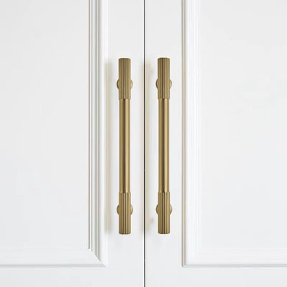 10-Pack 3-3/4 Inch Hole Center Brushed Brass Cabinet Pulls Solid Heavy Duty Cabinet Pull is Suitable for Drawers Dressers Handles Kitchens Bathroom cabinets - color: Brushed Brass, size: 3-3/4 Inch(96mm) hole center