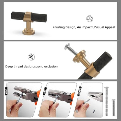 20 Pack Black and Champagne Bronze Kitchen Cabinet Knobs - color: Black and Champagne, size: 1.38'' Diameter(35mm)