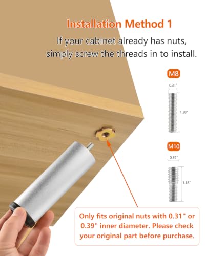 4 Pack Bed Support Legs 3 Inch Silver Furniture Cabinet Metal Legs Replacement Screw in M8 Couch Feet Dresser Foot Desk Leg Cylinder Aluminum Alloy - color: Silvery, size: 3 inch(4pcs)