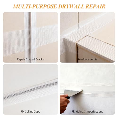 Drywall Joint Tape, 2 Inch x 164 Ft Self Adhesive Drywall Tape, Wall Patch Repair Roll, Fiberglass Mesh Tape for Drywall Repair, Wall Cracks and Ceiling Gaps - style: 2 Inch x 164 Ft