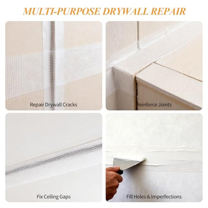 Drywall Joint Tape, 2 Inch x 164 Ft Self Adhesive Drywall Tape, Wall Patch Repair Roll, Fiberglass Mesh Tape for Drywall Repair, Wall Cracks and Ceiling Gaps - style: 2 Inch x 164 Ft