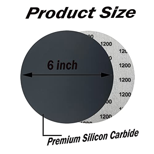 6 Inch 1200 Grit Wet Dry Sandpaper，25 PCS Hook and Loop Sanding Discs - style: Grit 1200