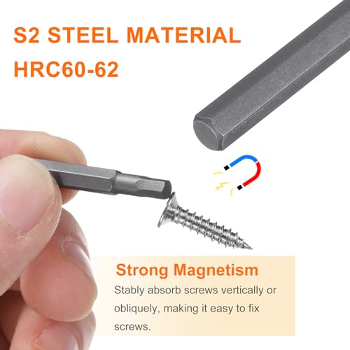 HARFINGTON 3pcs H4.0 Hex Screwdriver Bit 5/32" Hex Shank 28mm Length - size: H4.0