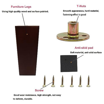 cSeao 4-Pack 3 Inches Wood Furniture Legs, Couch Legs, Sofa Legs, Mid Century, with 5/16 inch Bolts for Couch Ottoman Loveseat Coffee Table Cabinet - size: 3 Inches
