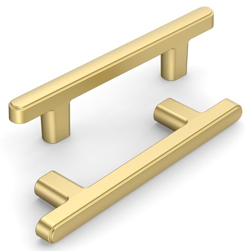 10 Pack 3 Inch(76mm) Kitchen Cabinet Handles Brushed Gold Cabinet Pulls Kitchen Cabinet Hardware Drawer Pulls for Cupboard Wardrobe - color: Brushed Gold, size: 3"/76MM Hole Center