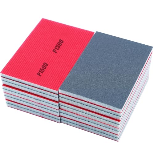 18PCS 280Grit/#1500 Sanding Sponge Assortment Pack, 4x3 Inch Superfine Grit Hand Sanding Block Variety Pack, Wet Dry Flexible Sandpaper Sponge for Drywall, Model, Wood, Furniture - size: 280Grit/#1500