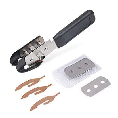 Gomake Vinyl Backing Cutter Dual Blades Two Cuts in One PTFE Coating Safety Film Cutting Knife for Backer Strip Cutting and Car Tinting With10 Extra Blades, 3 PTFE Stickers - color: Double Slitter Knife