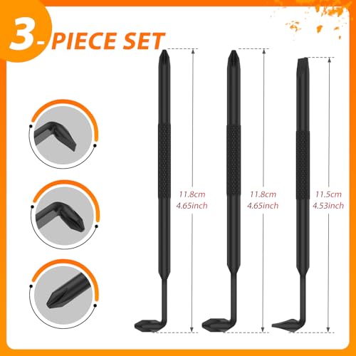 3Pcs Right Angle Offset Screwdriver Set - L Type 90 Degree Double End Screwdriver, 15mm Elbow Design, Low Profile Magnetic Offset Screwdriver for Tight Narrow Space