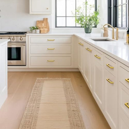 Estmoon 10 Pack 5 Inch Gold Cabinet Handles Brushed Brass Cabinet Pulls, Stainless Steel Kitchen Cabinet Handles Square Pulls for Cabinets and Drawers - 5" Hole Centers(128 mm) - color: Brushed Gold