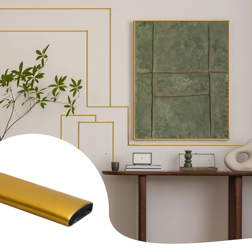 9.8 Ft Peel and Stick Wall Molding Trim, Flexible PVC Trim - color: Gold, size: 9.8 Ft