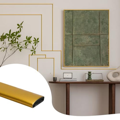 9.8 Ft Peel and Stick Wall Molding Trim, Flexible PVC Trim - color: Gold, size: 9.8 Ft