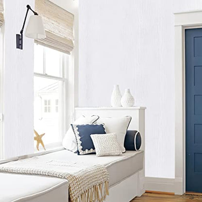 Arthome Peel and Stick Wallpaper - White Wood Contact Paper - White Wallpaper - Self-Adhesive, Removable and Waterproof for Cabinet, Countertop (33" x 120") - color: White Wood, size: 33" x 120"