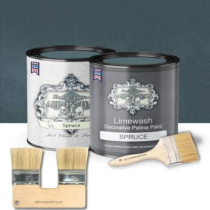 ALL-IN-ONE Paint Limewash Quart Kit - Spruce - color: Spruce, size: 64 Fl Oz (Pack of 1)
