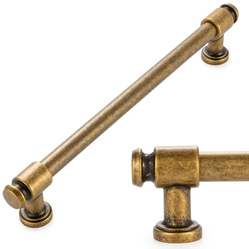 KOOFIZO 10 Pack 7-1/2 in Antique Brass Cabinet Pulls, Drawer Handles P11 - color: Antique Brass, size: 7-1/2" CC