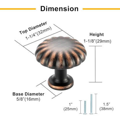 Brushed Gold Cabinet Knobs Round Cabinet Pulls 10 Pack 2510 - color: Brushed Gold, size: Single Hole