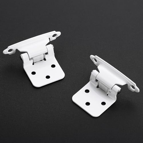 30 Pack 15 Pair White Cabinet Hinges, 1/2" Overlay Semi-Concealed Hinges - color: White, size: 1/2" Overlay