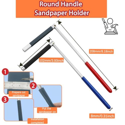 4PCS Sanding Block Set with Handle and Plastic Rod - Replaceable Flat File Sanding Sticks and Polishing Strips for Wood, Metal, Furniture, Cabinet, and Automotive Sanding Restoration
