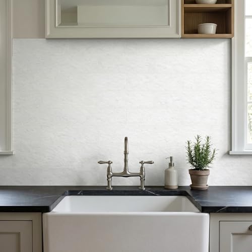 40-Sheet Flexible Stone Peel and Stick Backsplash Tile, 3" x 11.8" White Quartz MCM Modified Clay Material Wall Covering, Subway Texture Self-Adhesive Wall Tiles for Kitchen Bathroom Fireplace - color: White Quartz