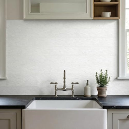 40-Sheet Flexible Stone Peel and Stick Backsplash Tile, 3" x 11.8" White Quartz MCM Modified Clay Material Wall Covering, Subway Texture Self-Adhesive Wall Tiles for Kitchen Bathroom Fireplace - color: White Quartz