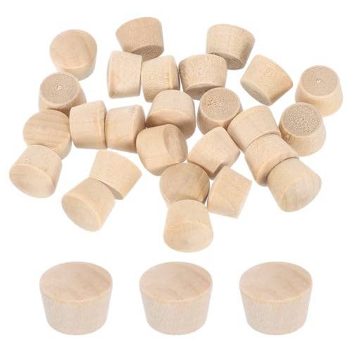 uxcell 56Pcs Wood Button Plugs, 10mm/0.39" Flat Head Hardwood Screw Hole Plug Wooden Caps Buttons Wood Plug for Furniture Woodworking Craft Decor (11.5mm x 10mm) - size: 11.5x10x8mm