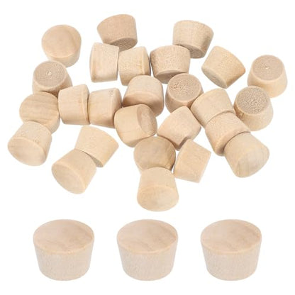 uxcell 56Pcs Wood Button Plugs, 10mm/0.39" Flat Head Hardwood Screw Hole Plug Wooden Caps Buttons Wood Plug for Furniture Woodworking Craft Decor (11.5mm x 10mm) - size: 11.5x10x8mm