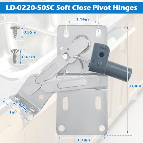 LD-0220-50SC Soft Close Pivot Hinges Self Closing Cabinet Door Hinge - color: 2 Pair