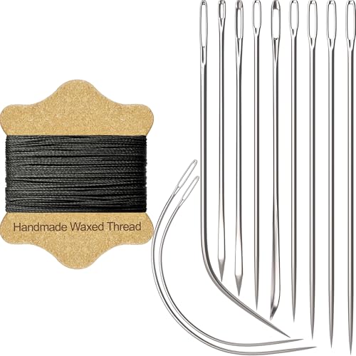 VONEEDL Upholstery Repair Kit: Waxed Sewing Thread (Black Color) & Heavy Duty Needles (11 PCS) for Leather, Canvas & Quilting Thread - color: Black
