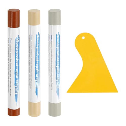 uxcell 3Pcs Wood Filler Sticks, Wax Crayons, 3 Colors Multicolor Series - color: Multicolor Series