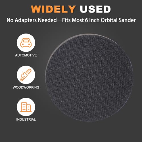 6-Inch No-Hole Interface Pad: 5 Pack Hook & Loop Foam Sanding Discs Backing Pads Replacement for Random Orbital Sander,Soft Density Sponge Round Cushion Buffer - style: 6" No-Hole Interface Pad