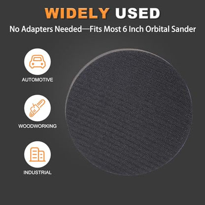 6-Inch No-Hole Interface Pad: 5 Pack Hook & Loop Foam Sanding Discs Backing Pads Replacement for Random Orbital Sander,Soft Density Sponge Round Cushion Buffer - style: 6" No-Hole Interface Pad
