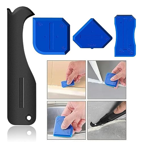 Silicone Caulking Tool Kit, 3 in 1 Caulk Remover Tool and Sealant Scraper with 5 Smoothing Pads, Caulk Finishing Tool for Bathroom, Kitchen, Window, Sink and Tile Seams(2 sets)