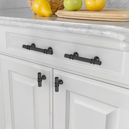 Amerdeco 10 Pack Knurled Matte Black Cabinet Pulls 3 Inch Hole Center Kitchen Cabinet Handles for Drawer, Cupboard and Wardrobe ZH0025 - color: Matte Black, size: 3"/76MM Hole Center, style: 10 Pack