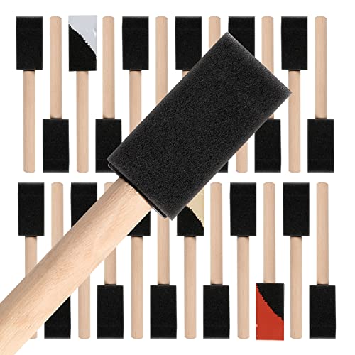 Mister Rui 24 Pack 1 Inch Foam Paint Brushes for Painting and Cleaning - color: Foam Brush Set | Pack of 24