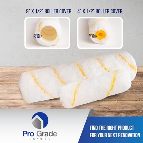 Pro Grade Paint Roller Kit, Paint Brushes, 4" & 9" Roller Covers for Walls - size: 10 Piece Set