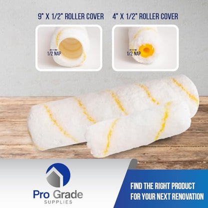 Pro Grade Paint Roller Kit, Paint Brushes, 4" & 9" Roller Covers for Walls - size: 10 Piece Set