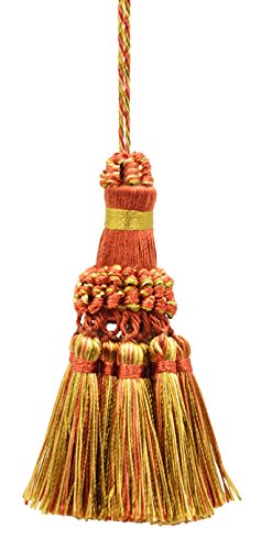 DÉCOPRO Noblesse Collection Elegant Hand Crafted 4" (10cm) Key Tassel (NKT) Rust Medley Multicolor #07H(Copper, Olive Green) Individually Sold - color: Rust Medley Multicolor (Color# 07h)