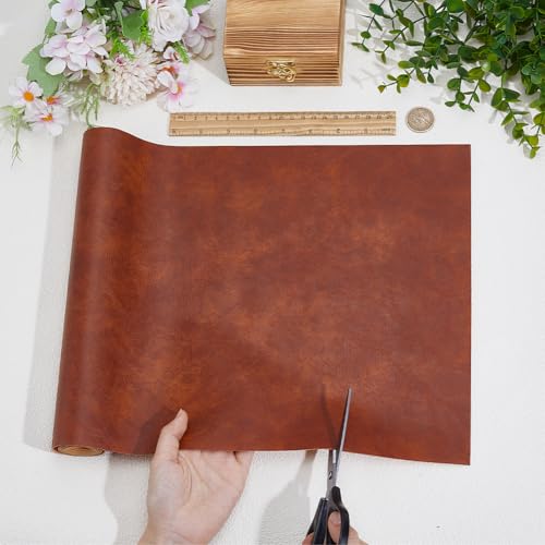 53.15 x 11.81 Inch Distressed Faux Vegan Leather Fabric Sheet Soft Smooth Upholstery PU Leather Roll Waterproof Synthetic Leatherette Sheet for DIY Crafts Upholstery Furniture(Chocolate) - color: Chocolate